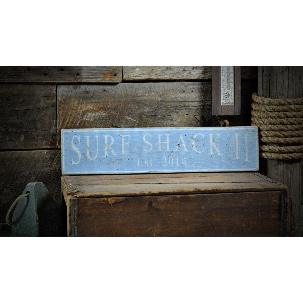 Surf Shack Est. Date Vintage Wood Sign