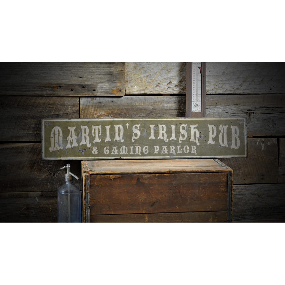 Irish Pub Gaming Parlor Vintage Wood Sign
