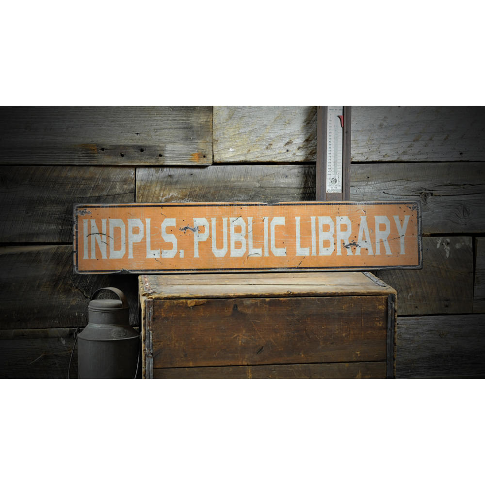 Public Library Vintage Wood Sign