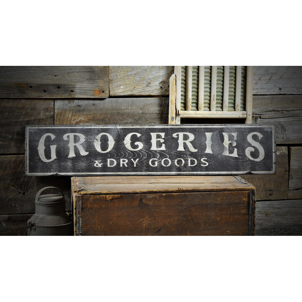 Groceries & Dry Good Distressed Vintage Wood Sign