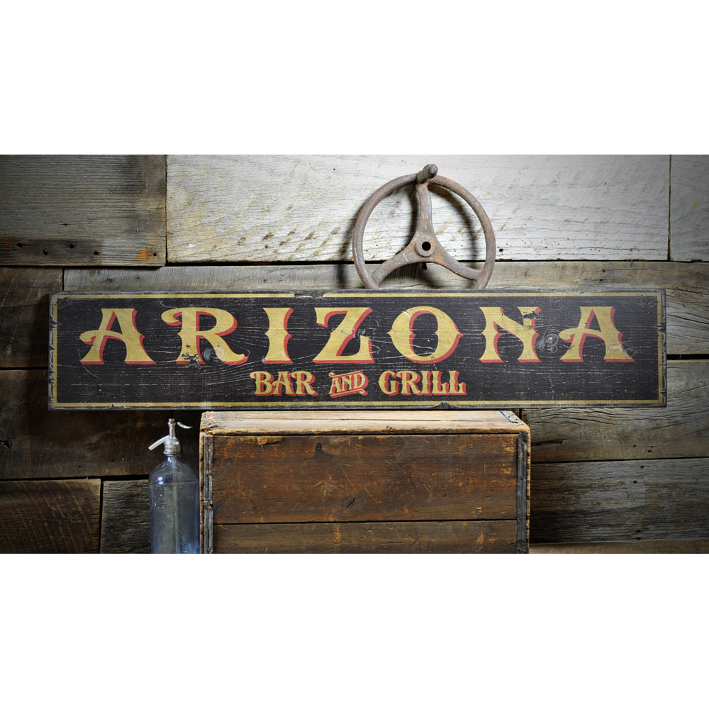 Arizona Bar & Grill Vintage Wood Sign