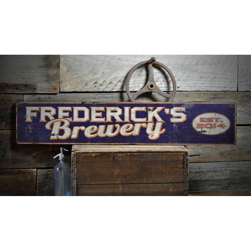 Brewery Established Date Vintage Wood Sign