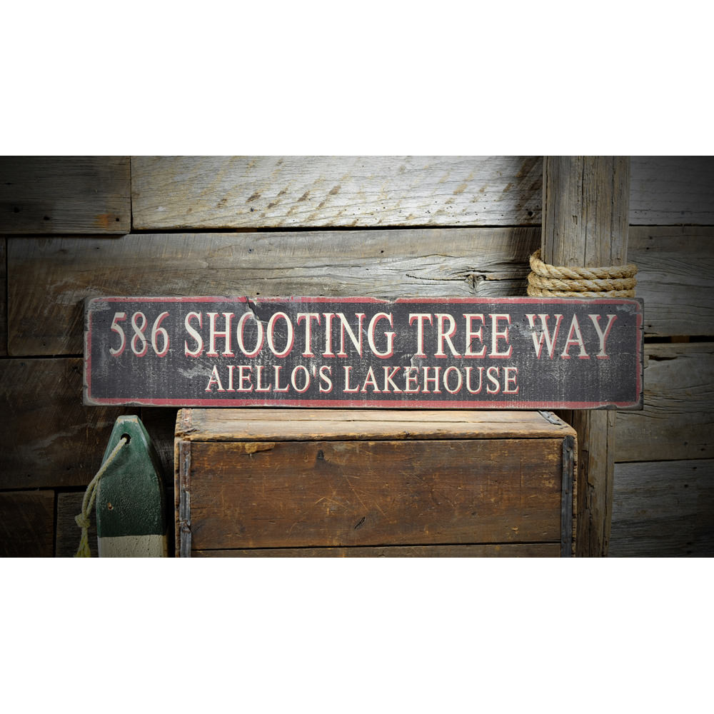 Family Address & Name Vintage Wood Sign