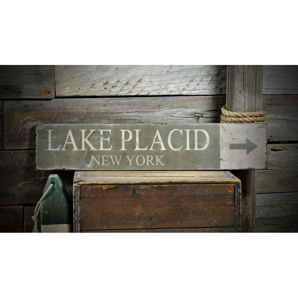 Lake Placid New York Vintage Wood Sign