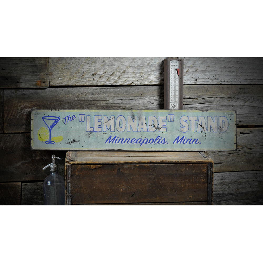 Lemonade Stand City State Vintage Wood Sign