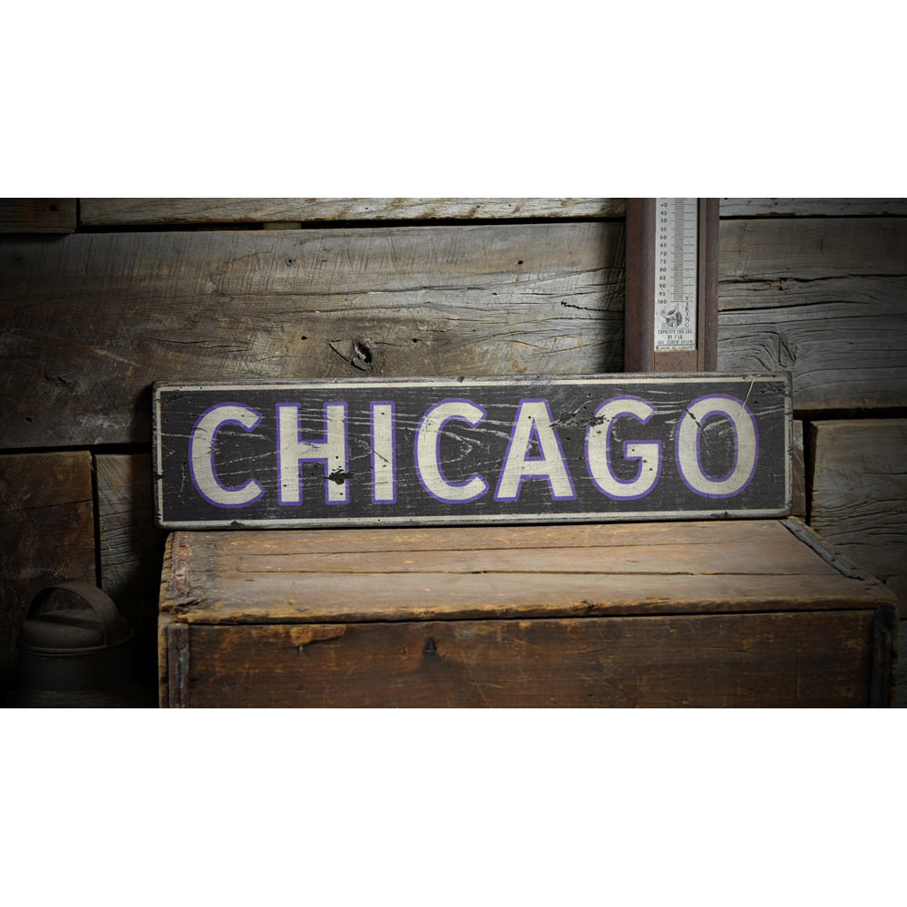 Chicago Or Your City Vintage Wood Sign