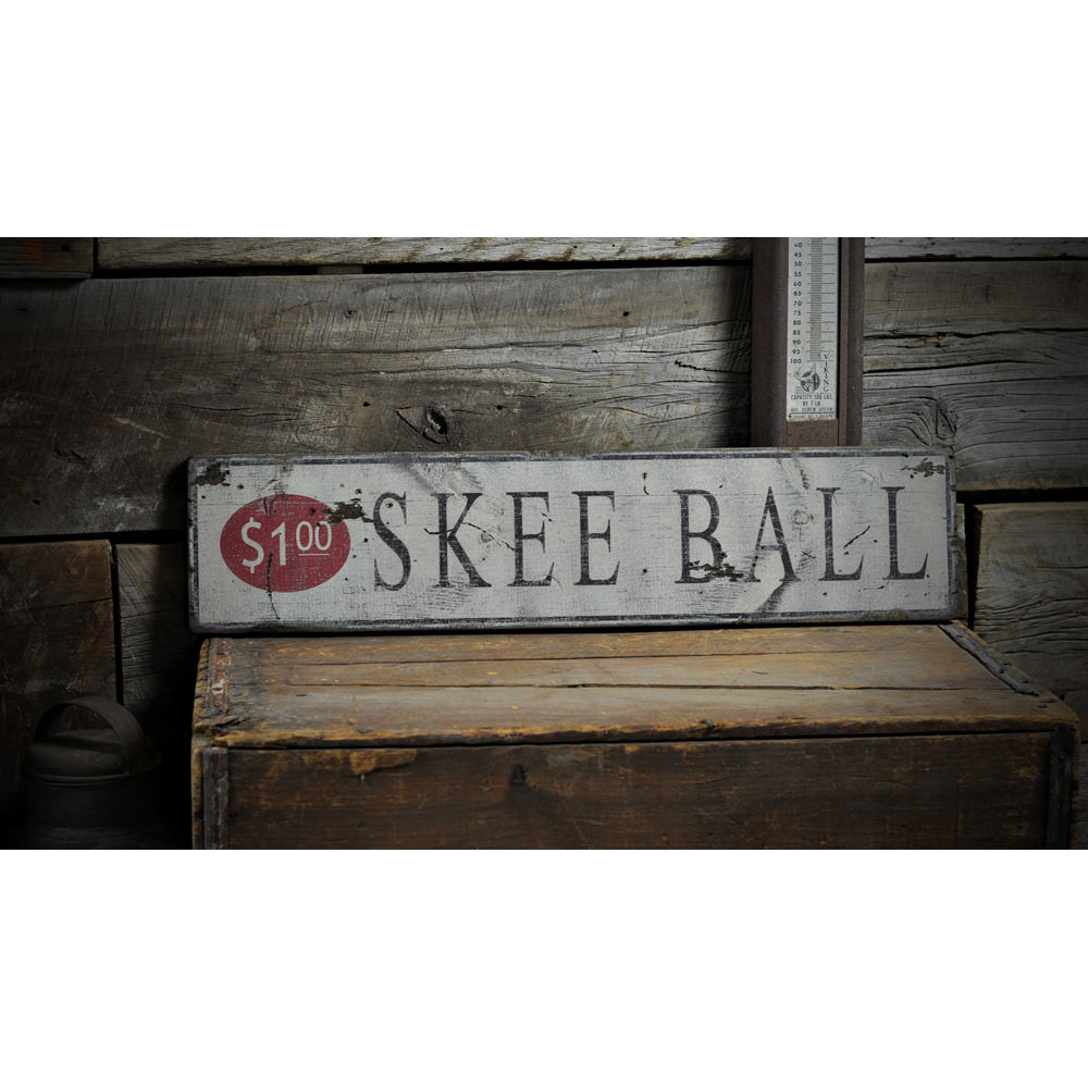 1.00 Skee Ball Vintage Wood Sign