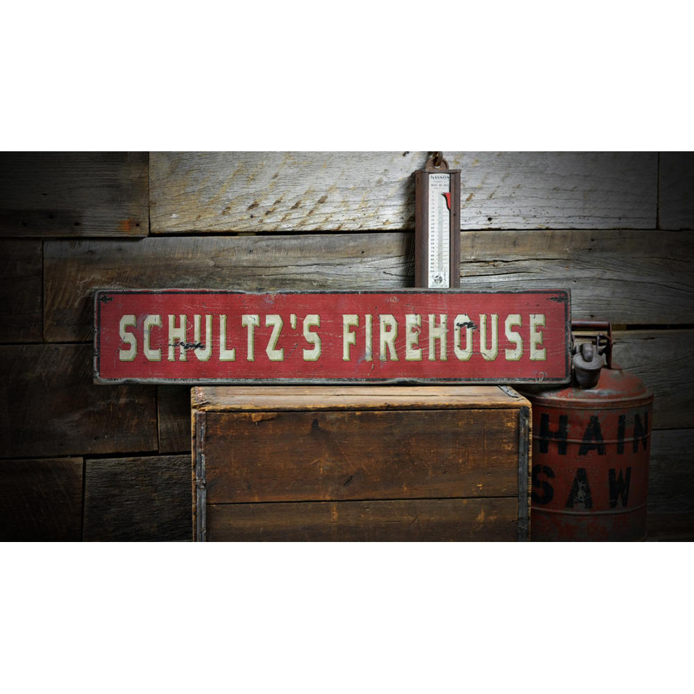 Family Firehouse Vintage Wood Sign
