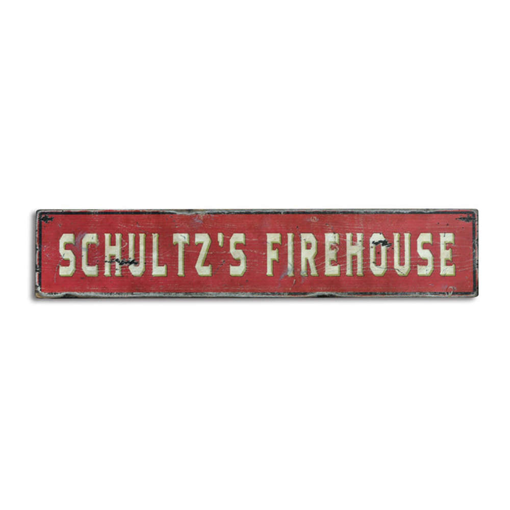 Family Firehouse Vintage Wood Sign