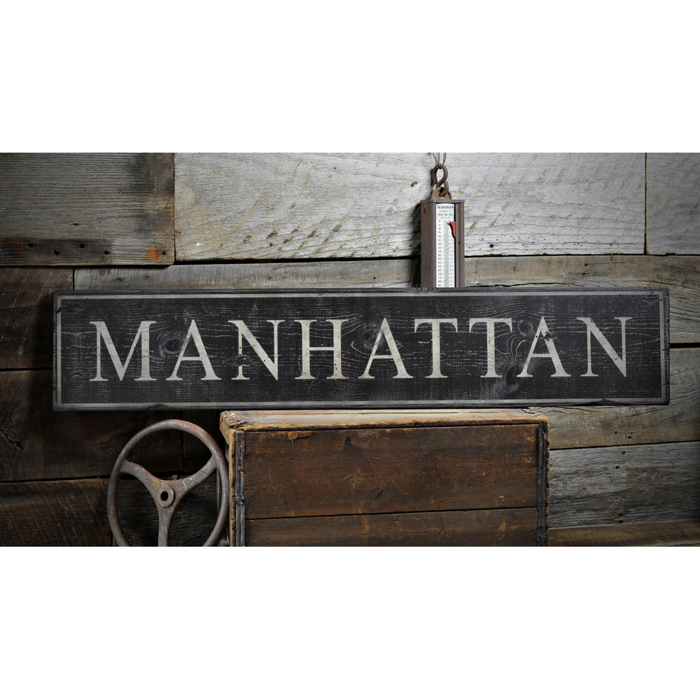 Manhattan New York Vintage Wood Sign
