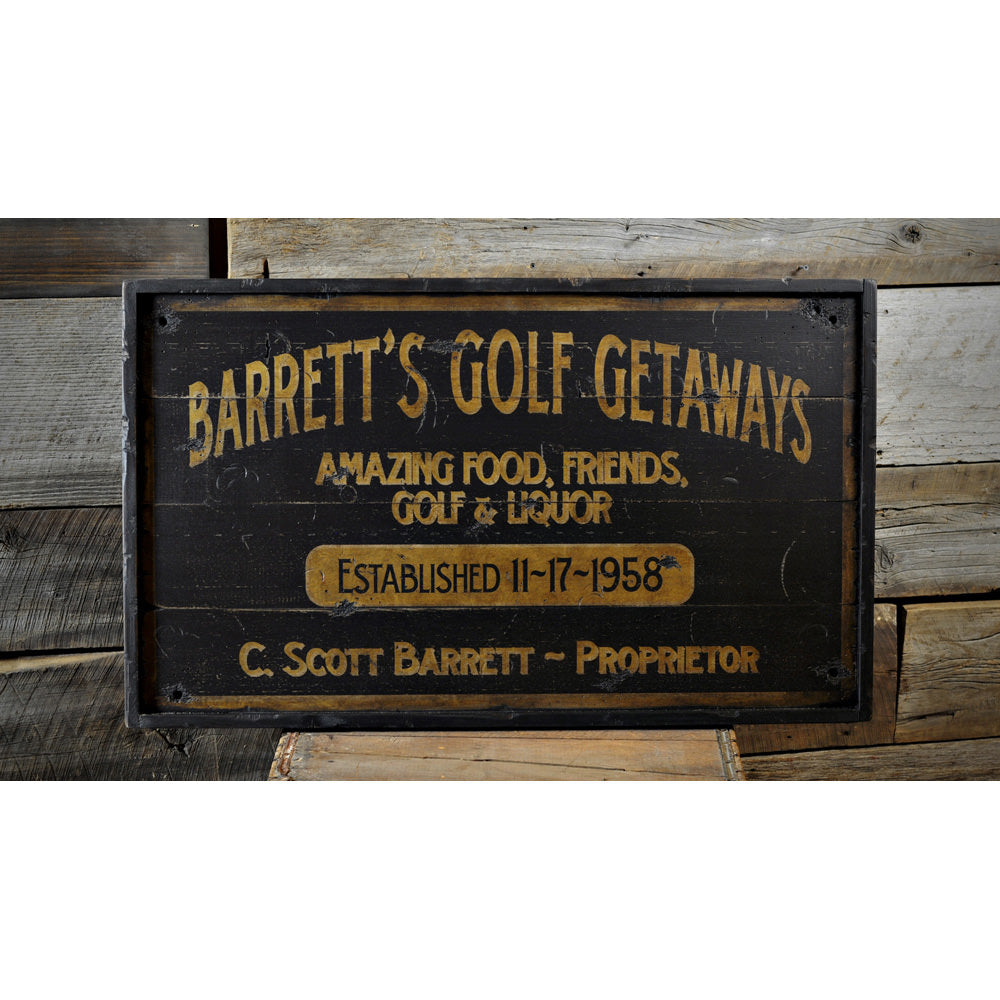 Distressed Golfing Proprietor Vintage Wood Sign