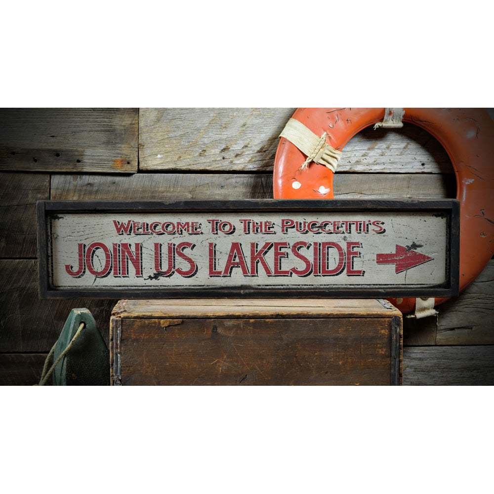 Welcome To Lake House Vintage Wood Sign