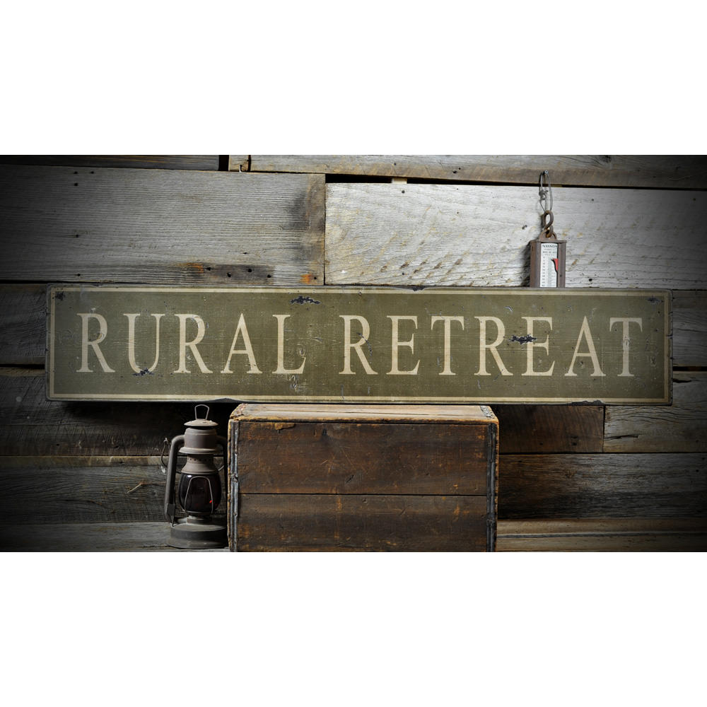 Distressed Rural Retreat Vintage Wood Sign