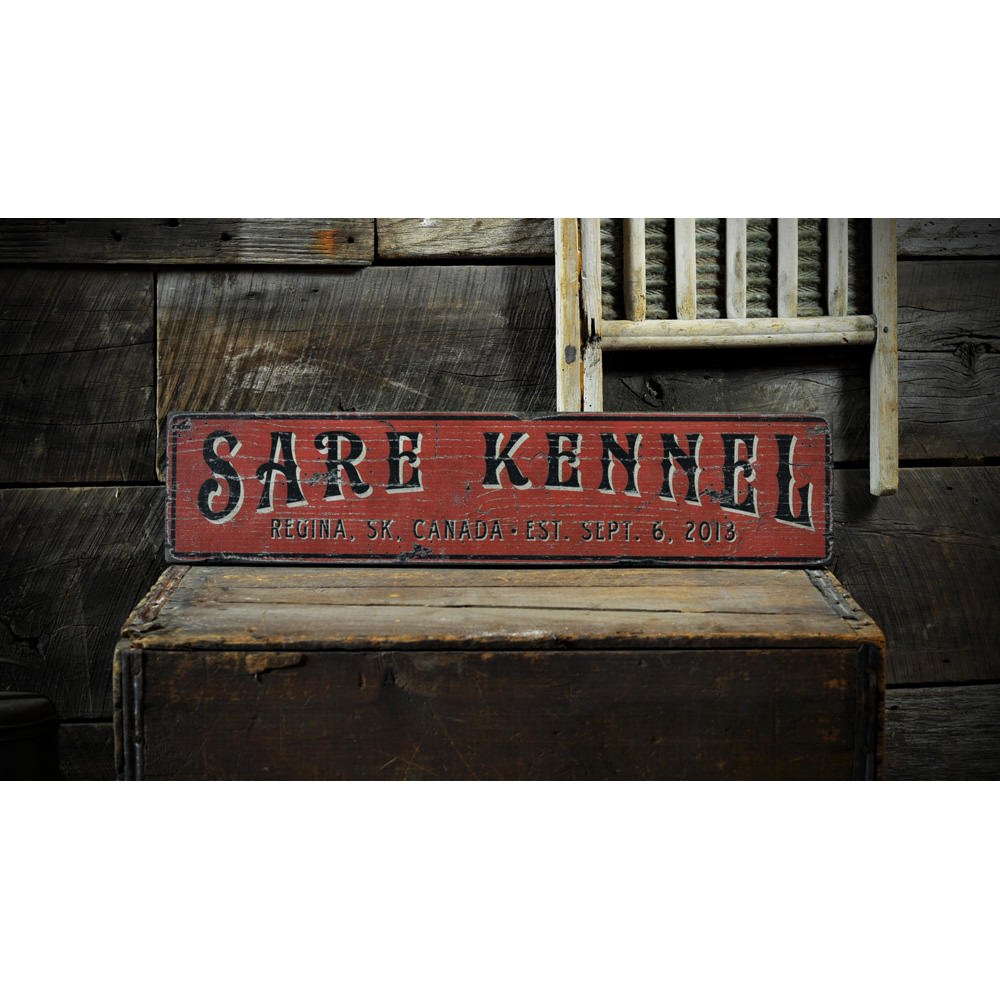 Kennel Est Date City Vintage Wood Sign