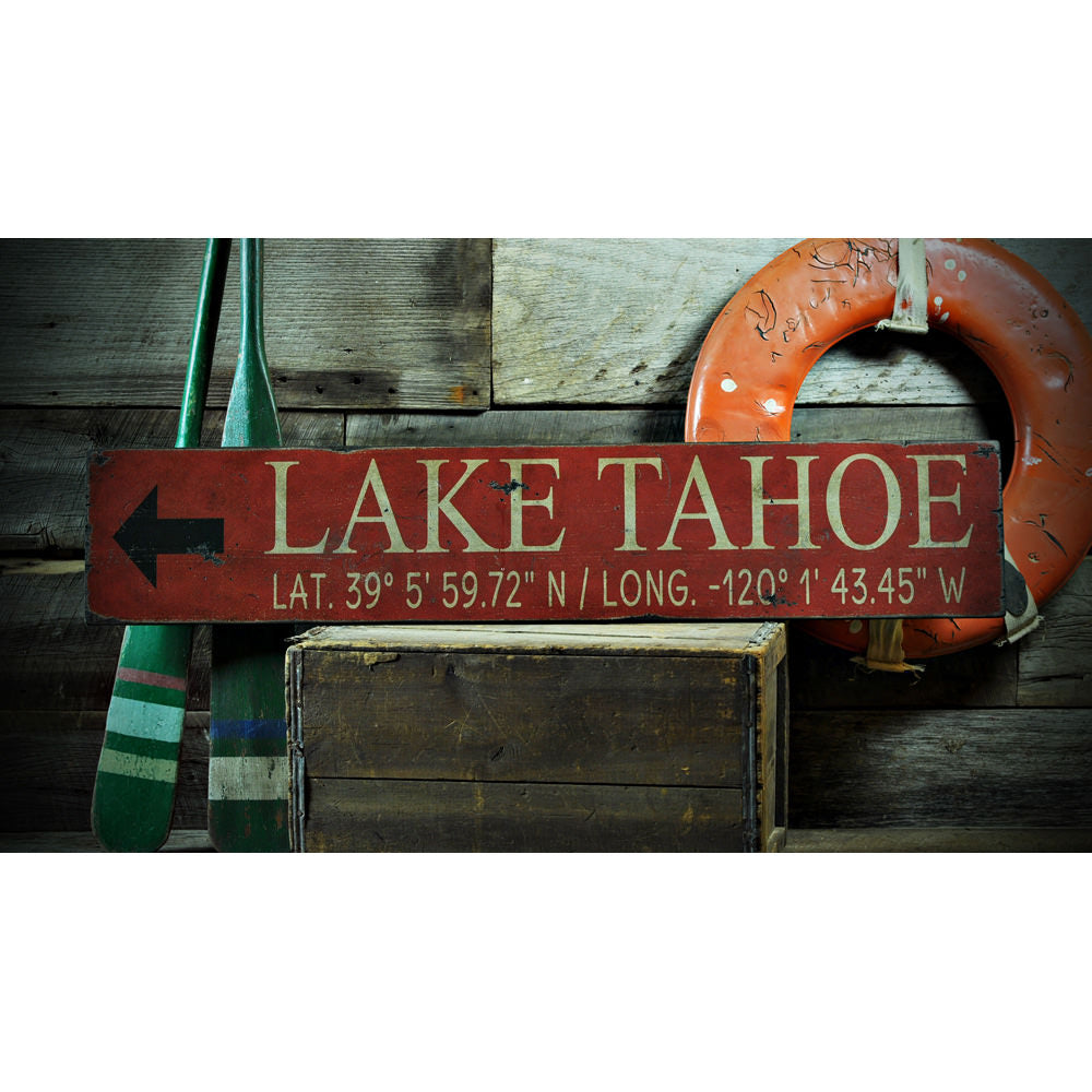 Lake House At & Long Vintage Wood Sign