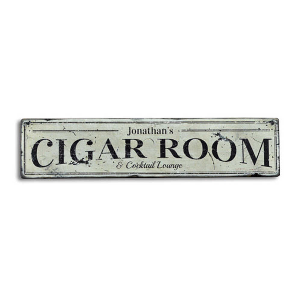 Cigar Room Cocktail Lounge Vintage Wood Sign