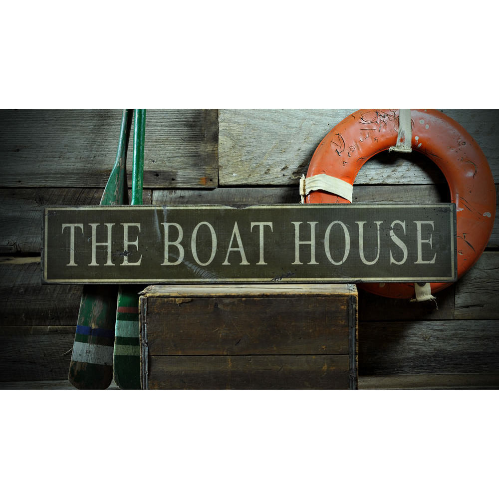 Distressed The Boat House Vintage Wood Sign