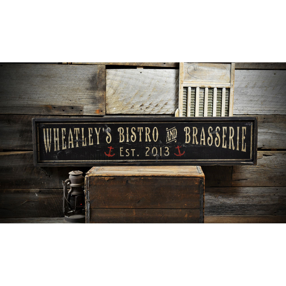 Bistro & Brasserie Vintage Wood Sign