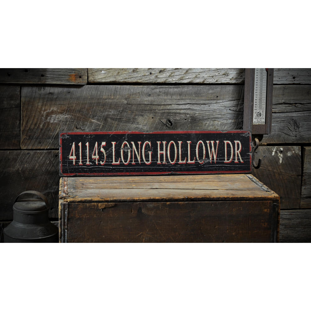 Distressed Address Vintage Wood Sign