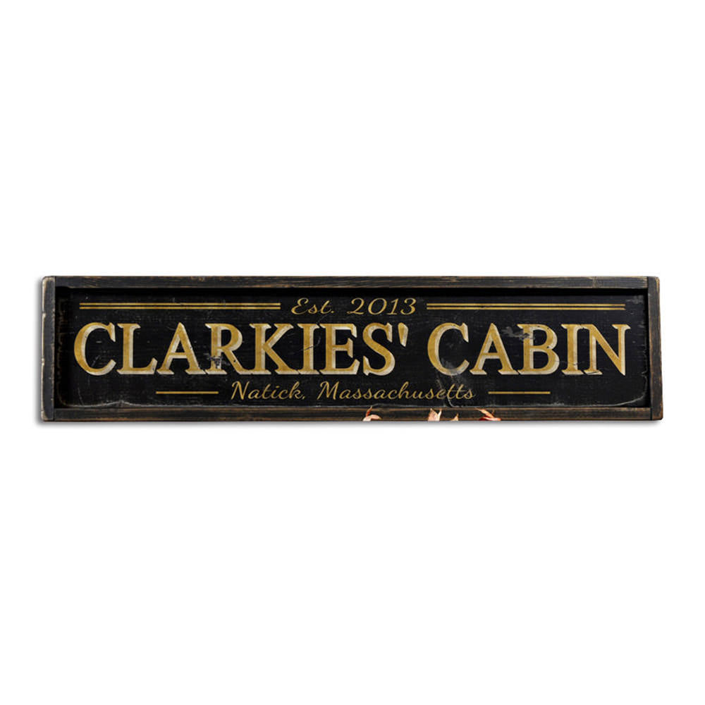 Cabin Est Date City State Vintage Wood Sign