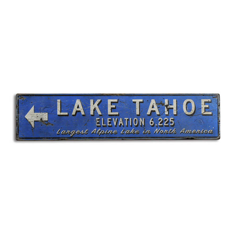Lake Elevation Arrow Vintage Wood Sign