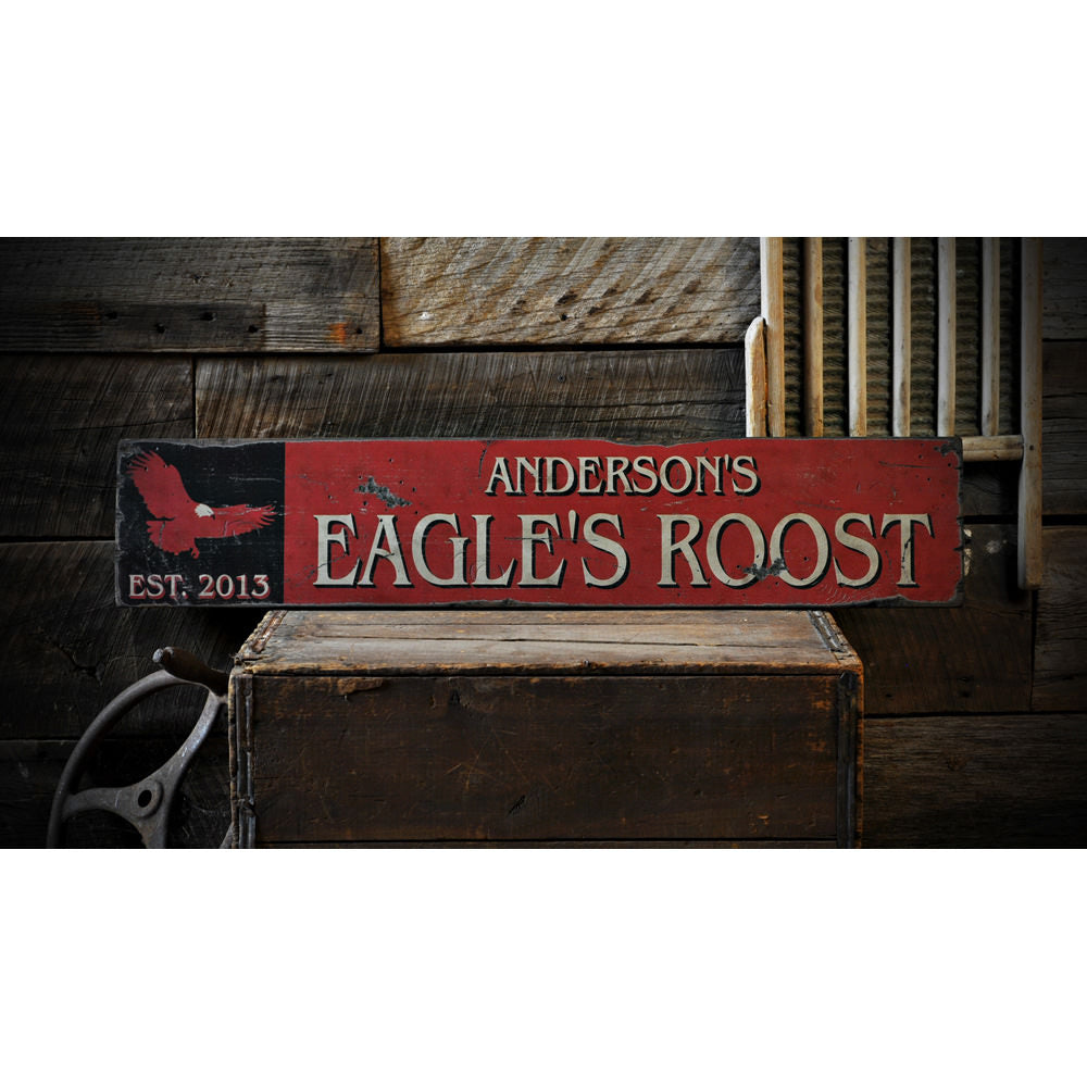Mountain Lodge Eagle Vintage Wood Sign