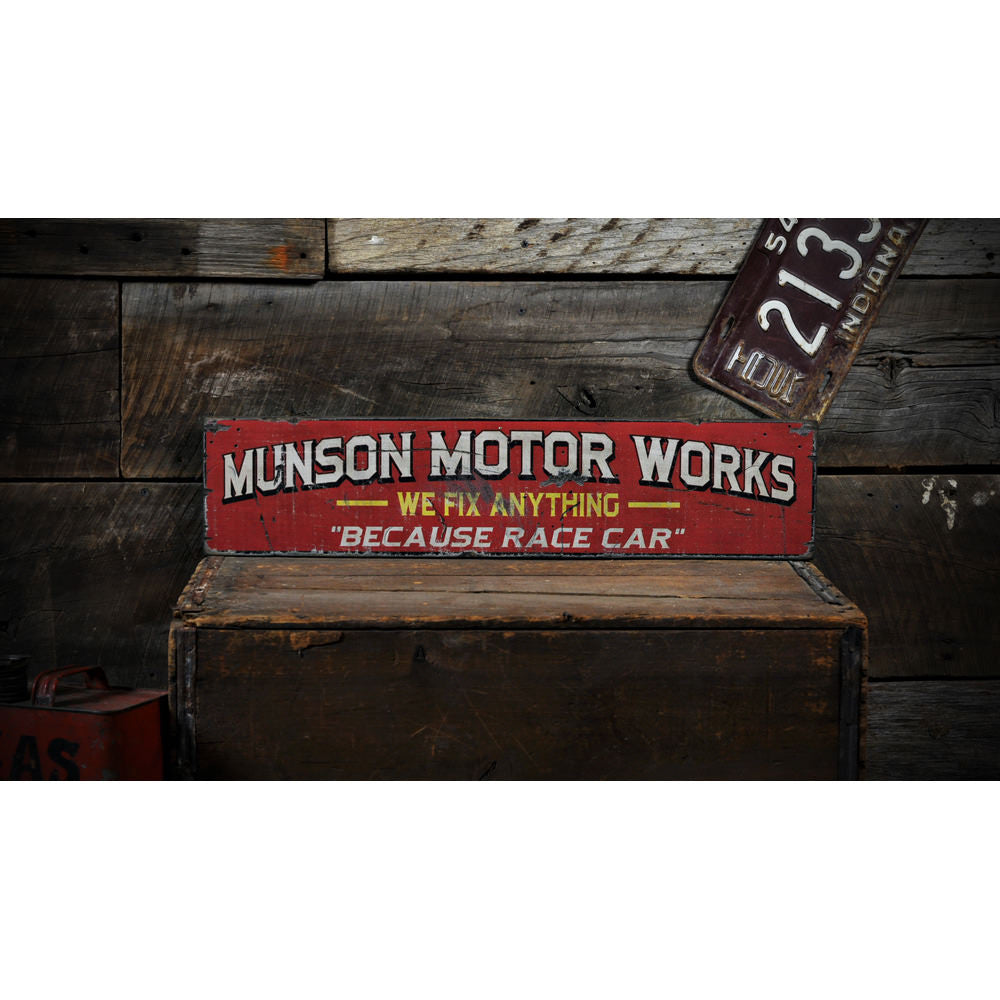 Motor Works Auto Vintage Wood Sign