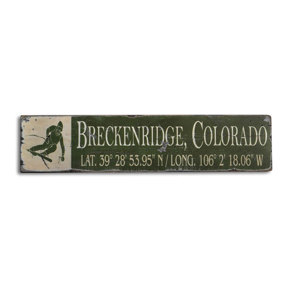 Snow SKi Breckenridge Vintage Wood Sign