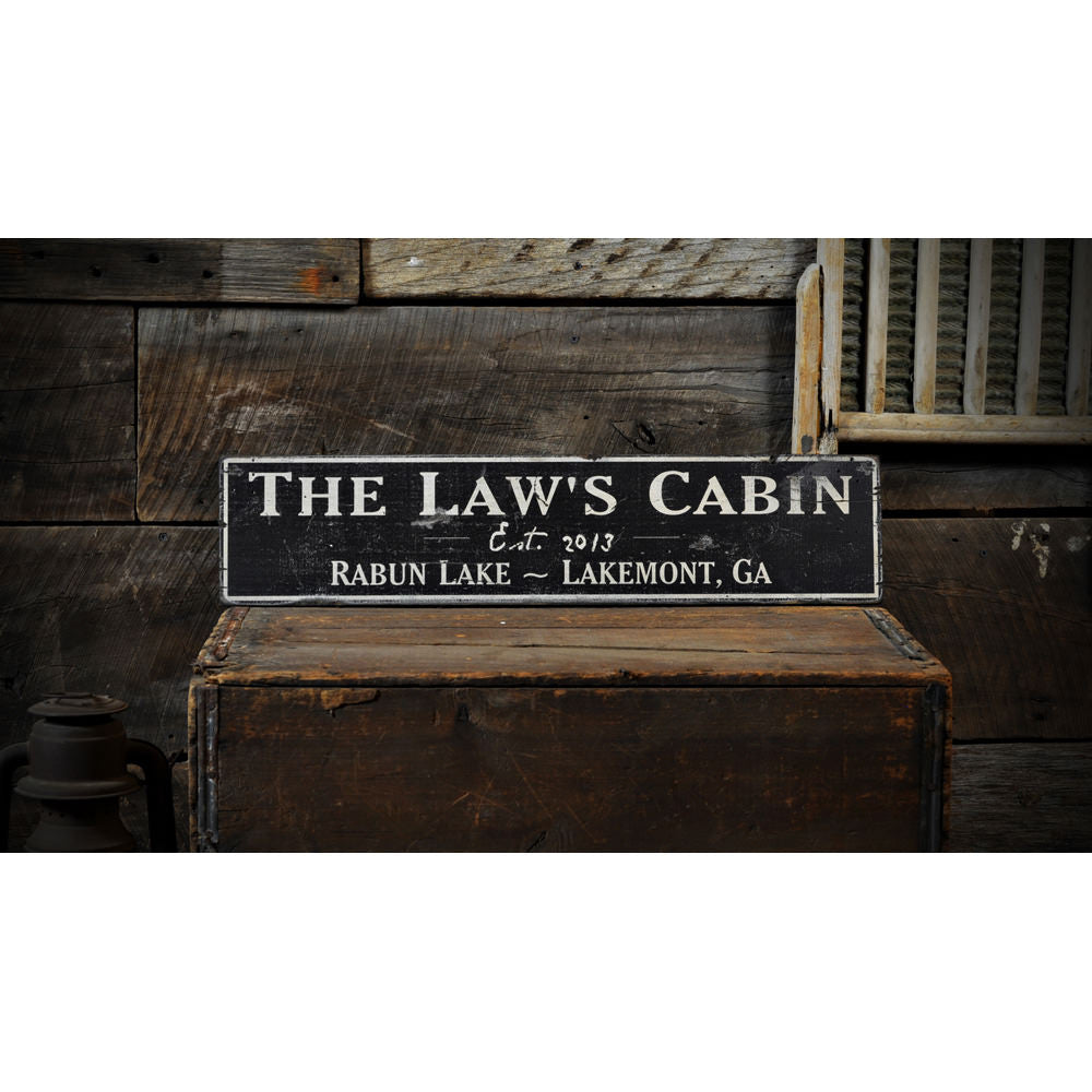 Lake Cabin Vintage Wood Sign