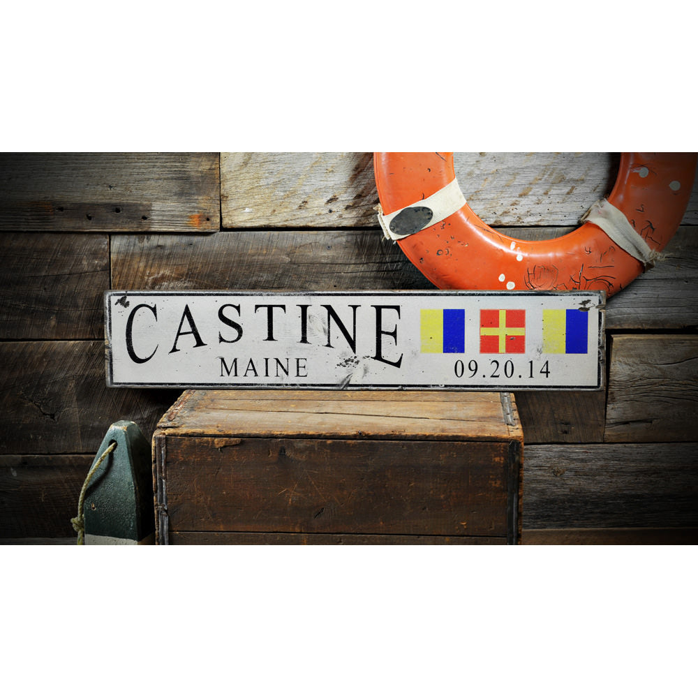 Maritime City State Vintage Wood Sign