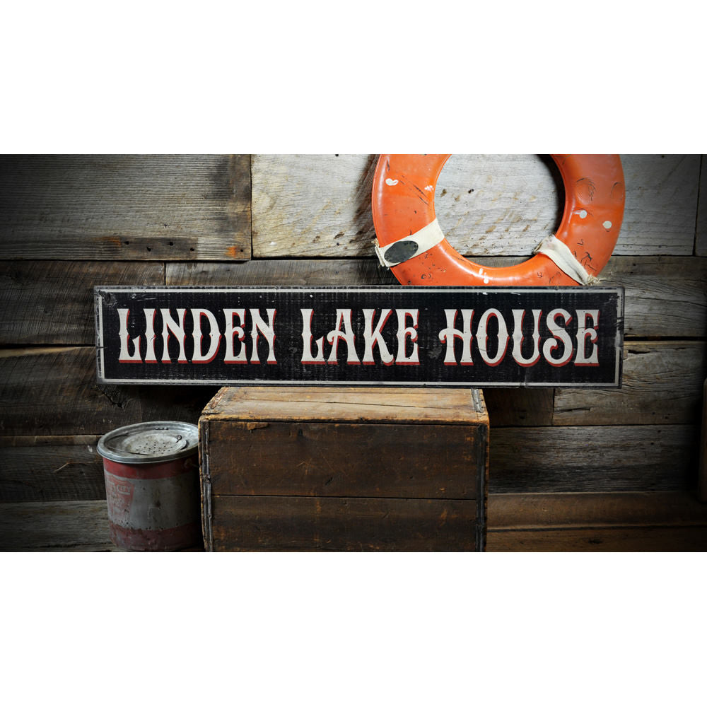 Family Lake House Vintage Wood Sign