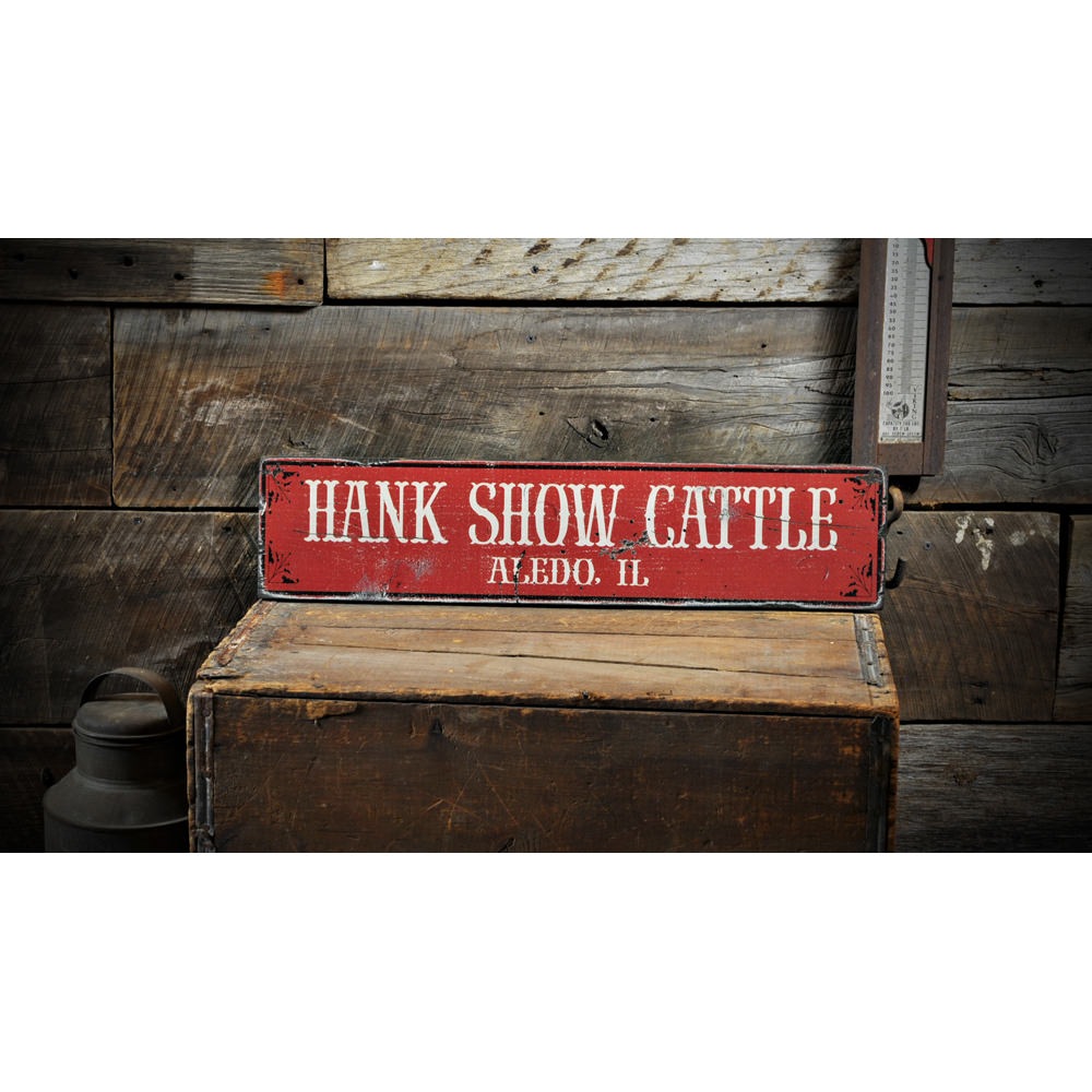 Cattle Ranch City State Vintage Wood Sign
