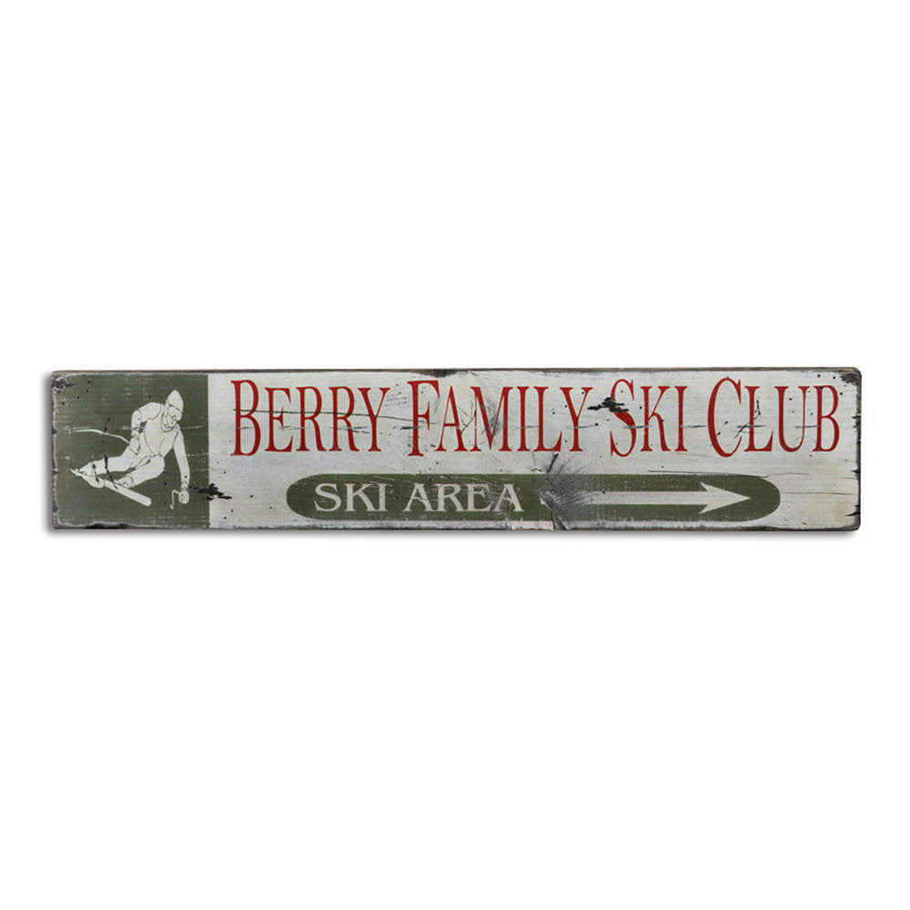 Family Ski Club Vintage Wood Sign