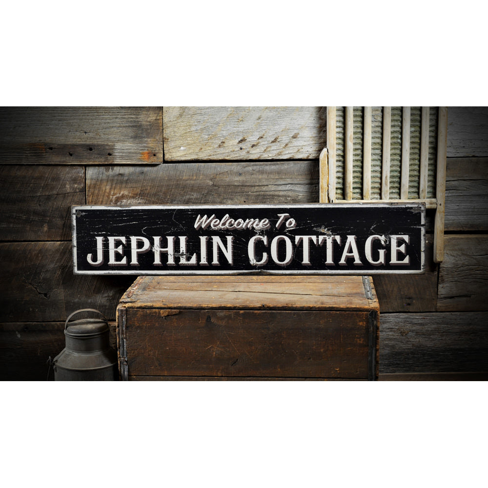 Welcome To Cottage Vintage Wood Sign