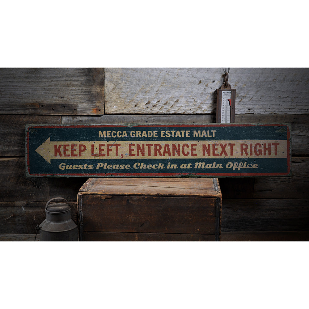 Entrance Arrow Directional Rustic Wood Sign