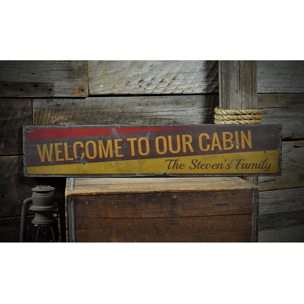 Welcome to our Cabin Vintage Wood Sign
