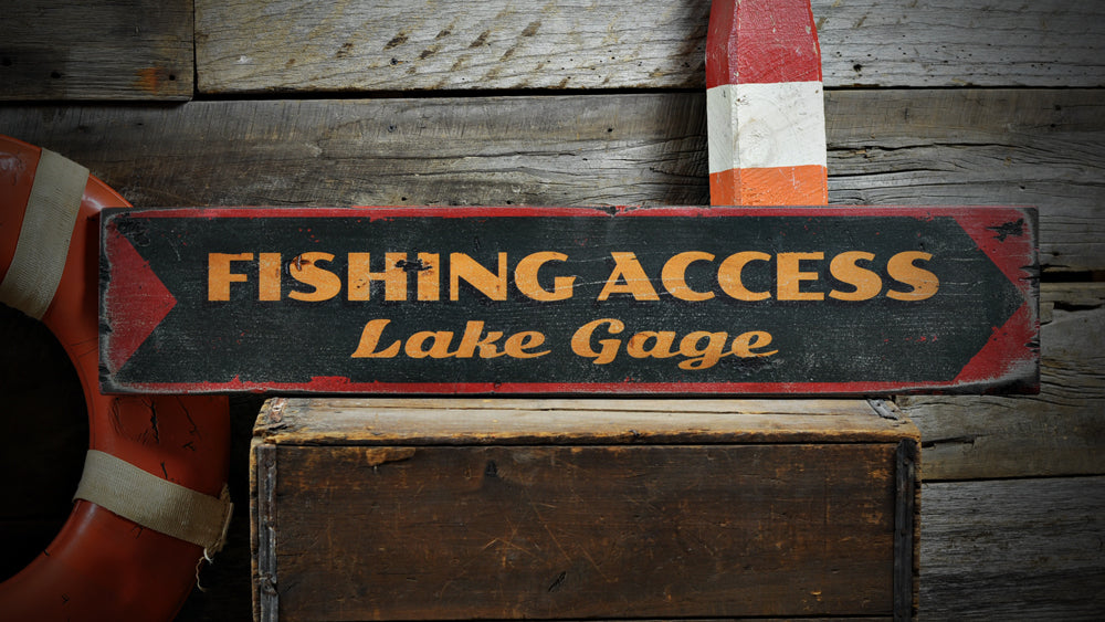 Old Fishing Access Rustic Wood Sign