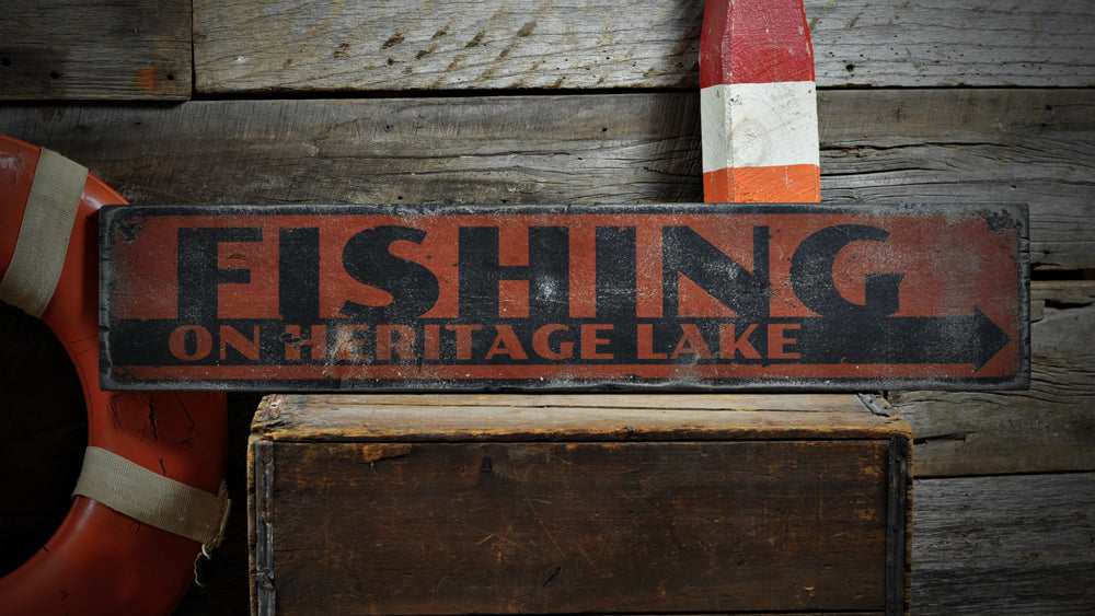 Fishing on Lake Name Rustic Wood Sign