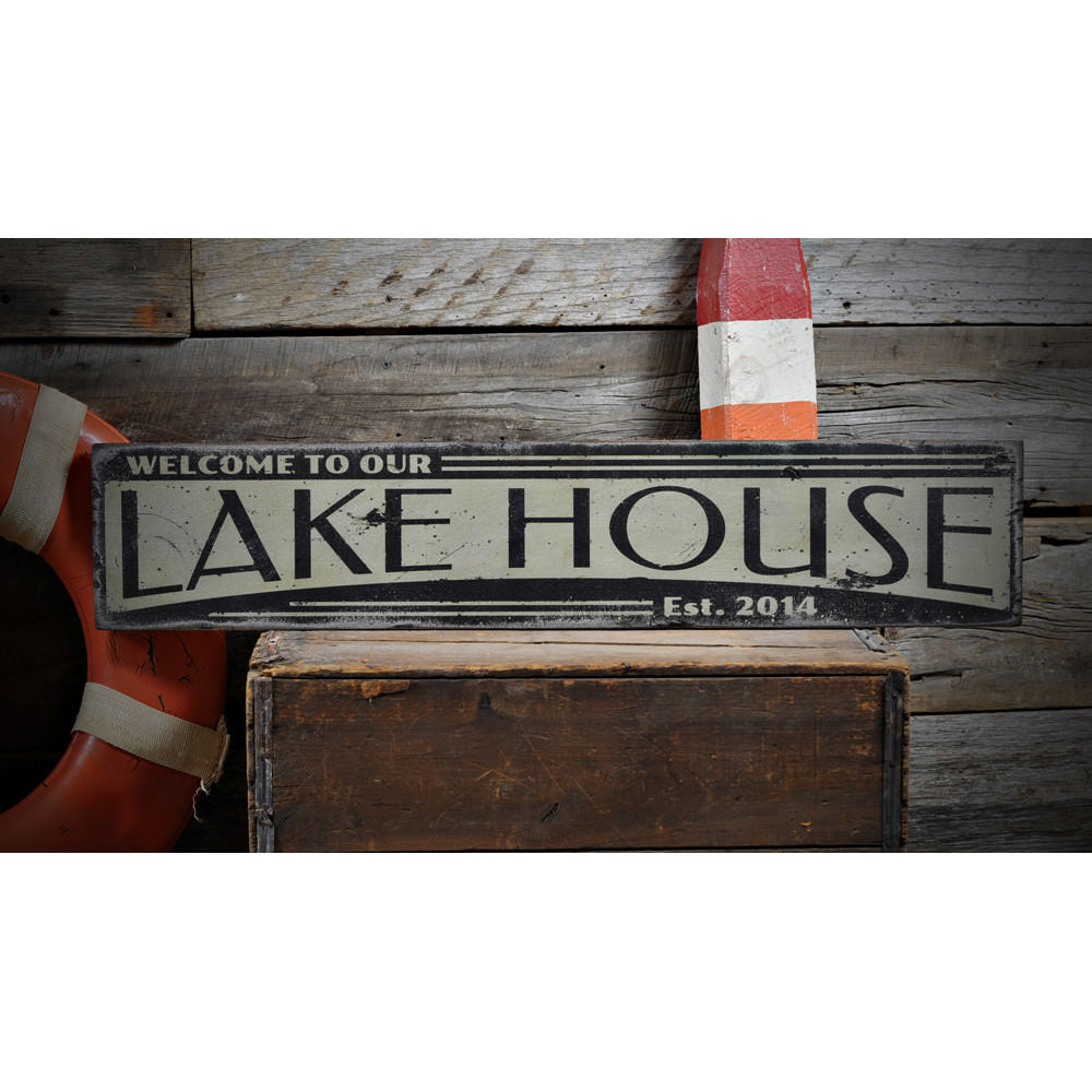 Established Date Lake House Vintage Wood Sign
