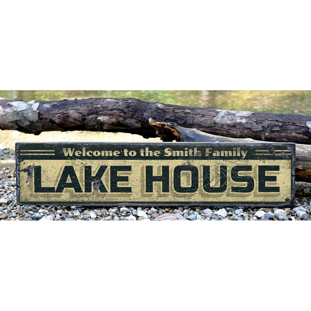 Family Lake Name Vintage Wood Sign