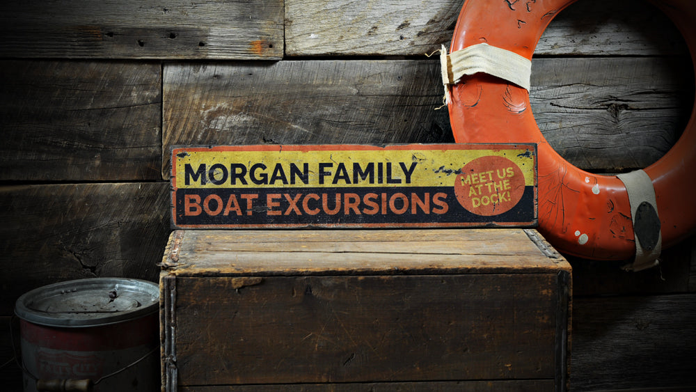 Boat Excursions Rustic Wood Sign