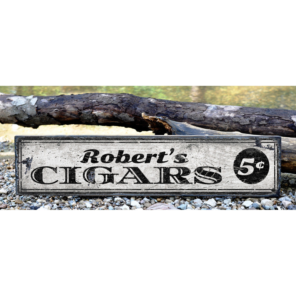 5 Cent Cigars Vintage Wood Sign