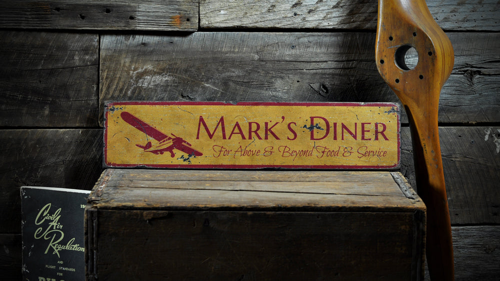 Airplane Diner Rustic Wood Sign
