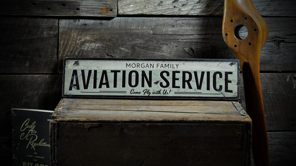 Aviation Service Rustic Wood Sign