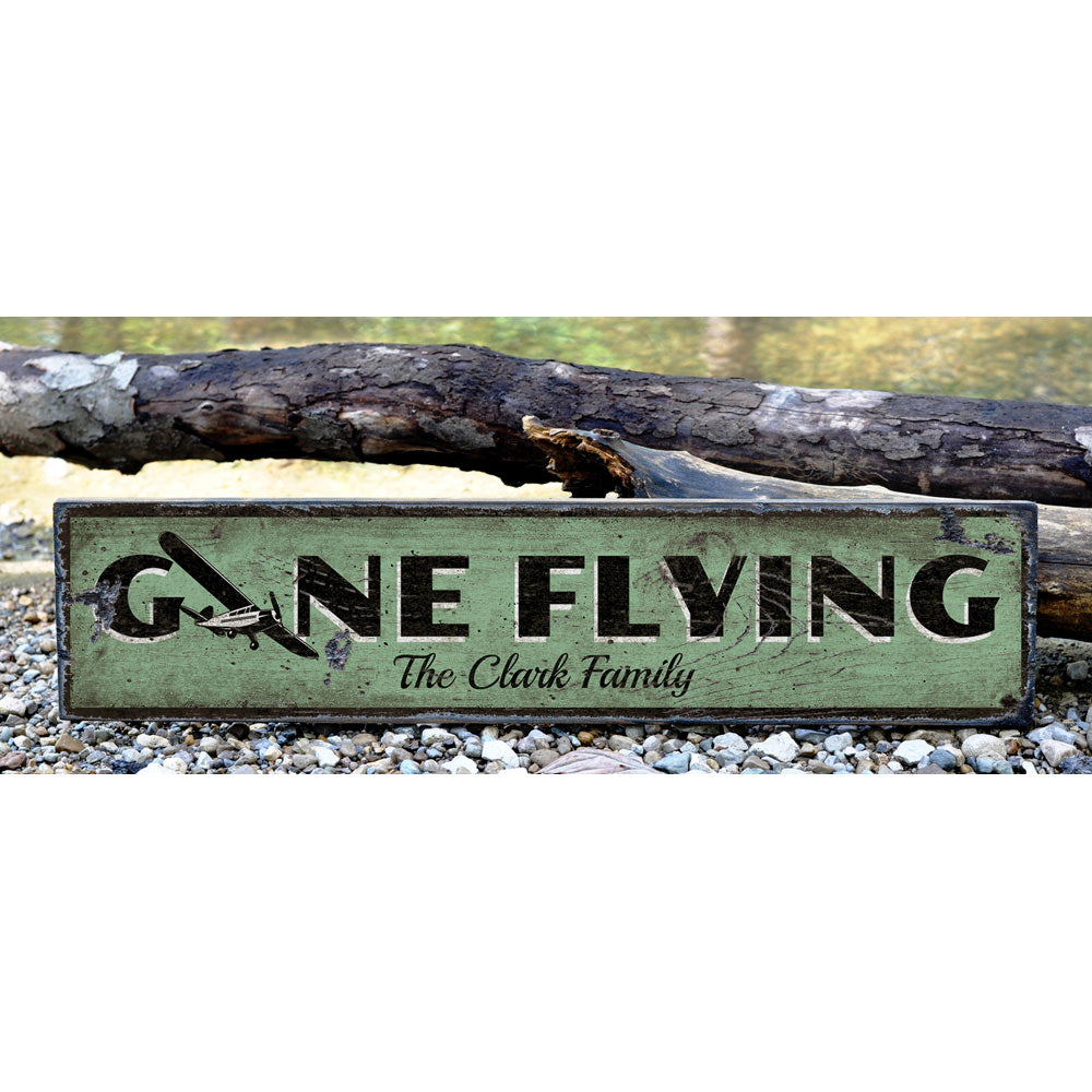 Gone Flying Vintage Wood Sign