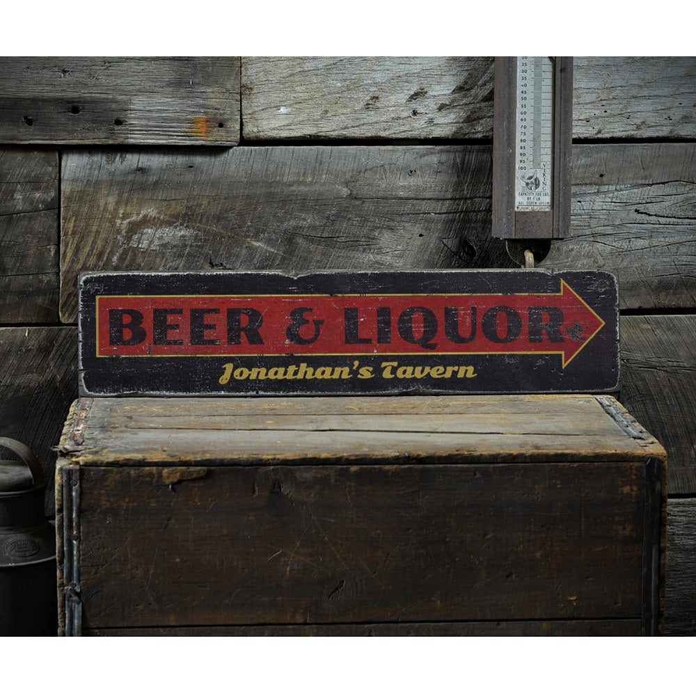 Beer & Liquor Vintage Wood Sign