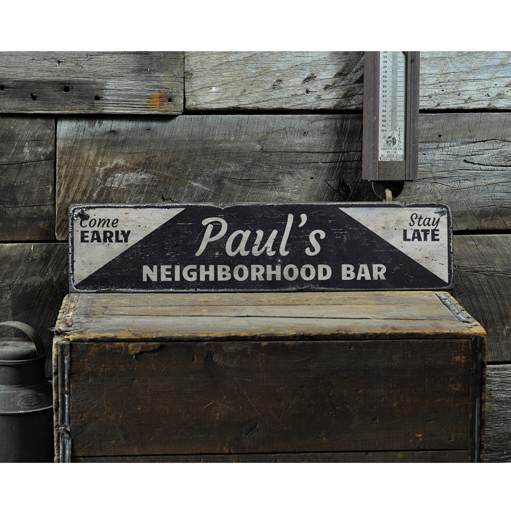 Neighborhood Bar Vintage Wood Sign