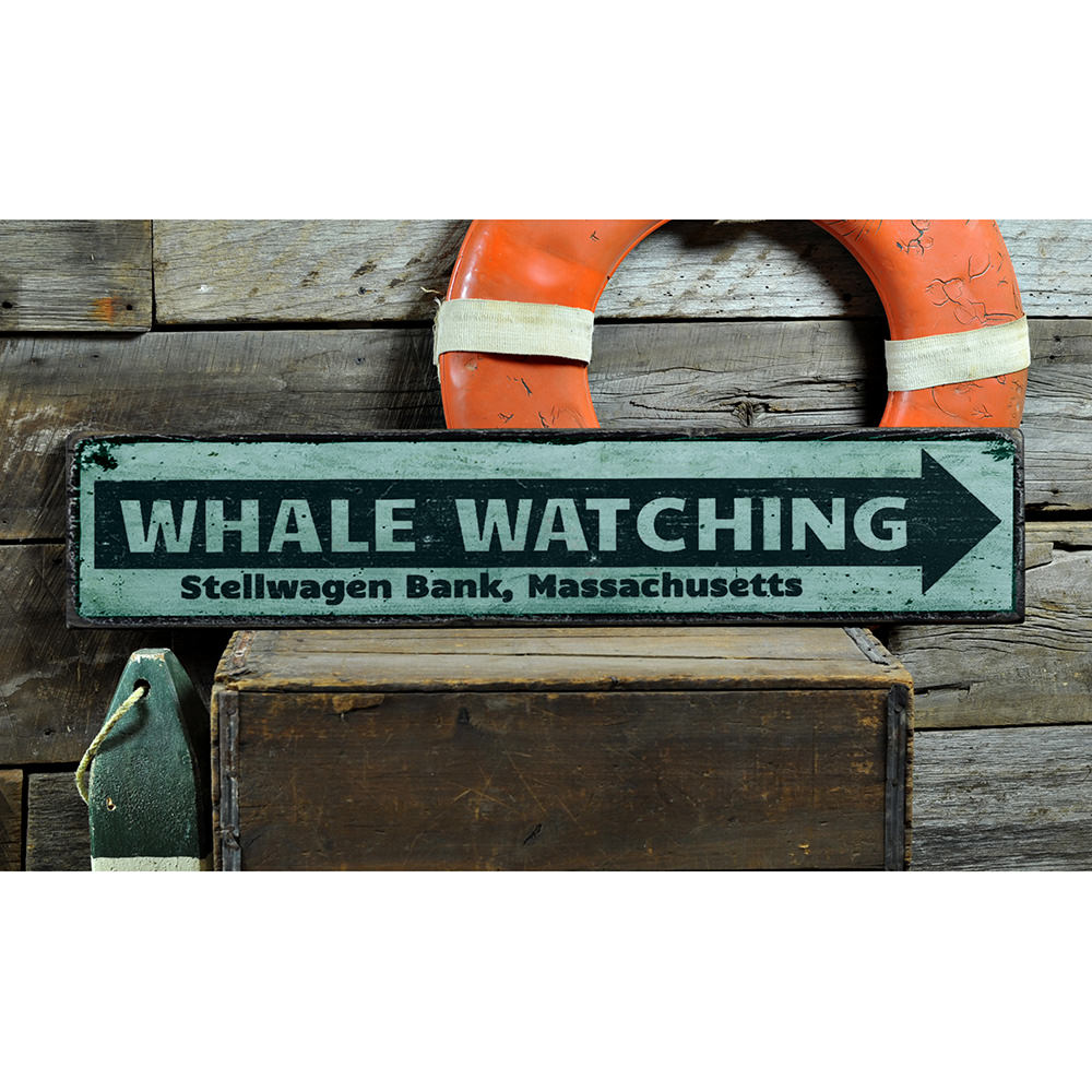 Whale Watching Location Vintage Wood Sign