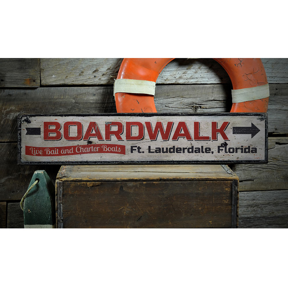 Boardwalk Arrow Vintage Wood Sign