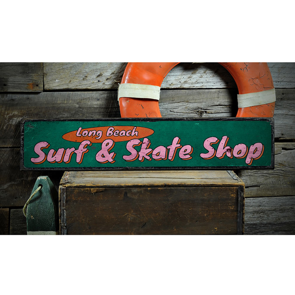 Surf and Skate Shop Vintage Wood Sign